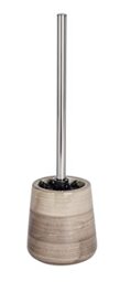 WENKO Toilet Brush and Holder Pottery of Ceramic in Sand-Beige, 12.5 x 12.5 x 39.5 cm