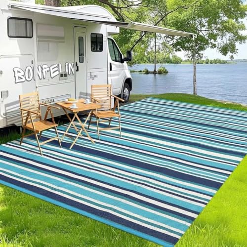 Garvee Reversible Outdoor Rug - Modern Geometric Design, Waterproof & Easy Care, UV-Resistant, Perfect for Garden, Patio, Camping, Balcony - 274 x 549 cm