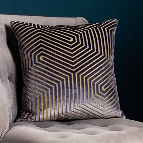 Paoletti Evoke Cut Velvet Feather Rich Filled Cushion, Charcoal, 45 x 45cm