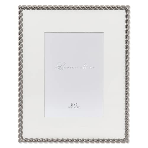 Lawrence Frames 8x10 Brushed Nickel Metal Picture Frame with Rope Design, or 5x7 with Included Mat