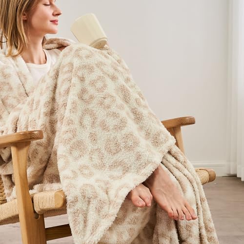 "Qeils Throw Blanket for Couch, Leopard Print Blanket Super Soft Knit Leopard Throw Blanket - Warm Cozy Reversible Rocking Chair Blanket, Fluffy Fuzzy Plush Lightweight Bed Blanket - 50""*60"""