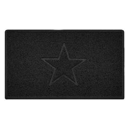 Nicoman Star Shape Embossed Entrance Door Mat Non Slip Dirt Trapper PVC Spaghetti Mat with Rubber Base, Jet Washable Quick Drying Doormat Drainage Outdoor Use Only - (Medium, Black, 75 x 44cm)
