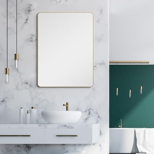 Talos Picasso Design Gold Mirror 60 x 80 cm Aluminium Frame for Timeless Ambience Perfect Bathroom Mirror and Wall Mirror