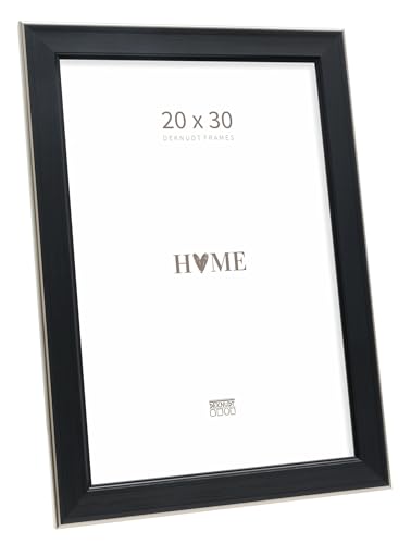 Deknudt Frames - classic photo frame for 20 x 30 cm photo - black with silver bevel - for photos, posters or posters - S244E2 - to stand or hang