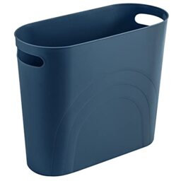 rejomiik Small Trash Can, 3.5 Gallon Slim Garbage Can Plastic Waste Basket with Handles Container Bin for Narrow Spaces Bathroom, Bedroom, Kitchen, Office at Home, Teal Blue