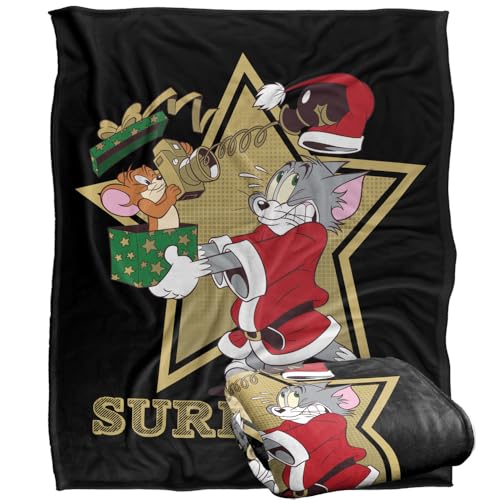 LOGOVISION Tom And Jerry Christmas Surprise Silky Touch Super Soft Throw Blanket 152 X 127 Cm