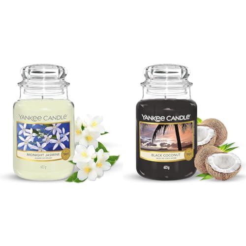 Yankee Candle Scented Candle, Midnight Jasmine Large Jar Candle, Long Burning Candles &, Scented Candle, Black Coconut Large Jar Candle, Burn Time: Up to 150 Hours