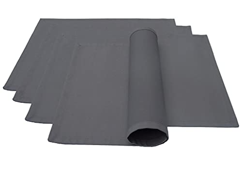 Lemos-Home Place Mat Set of 4 Approx. 46 x 36 cm Cotton Many Colours (Anthracite)