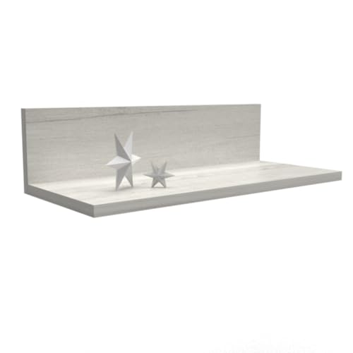 Mama Store Shelf Shelf 50 cm L Shaped for Wall, White Oak, 50 cm x 22 cm x 20 cm
