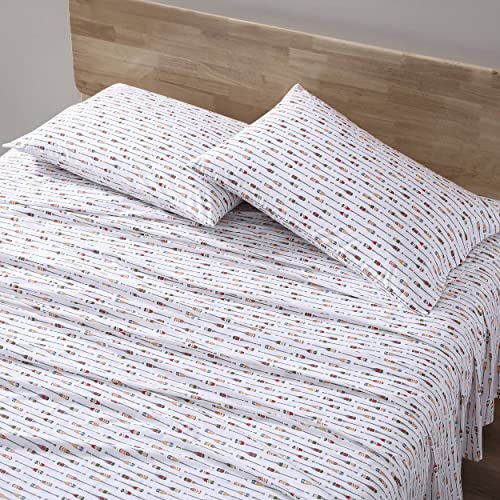 Eddie Bauer - Queen Sheets, Cotton Percale Bedding Set, Crisp & Cool Home Decor (Canoe Lake Paddle, Queen)