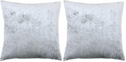 "Paoletti Riva Verona Cushion Cover Square - Silver - Velvet Feel - Crushed Velvet Look - Hidden Zip Design - 100% Polyester - 55 x 55cm (22"" x 22"" inches) - Designed in the UK (Pack of 2)"