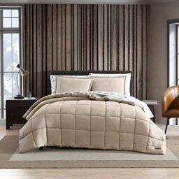 Eddie Bauer Reversible Sherpa Bedding with Matching Shams, Cozy & Warm Home Decor, Fleece Polyester, Sherwood Brown, King