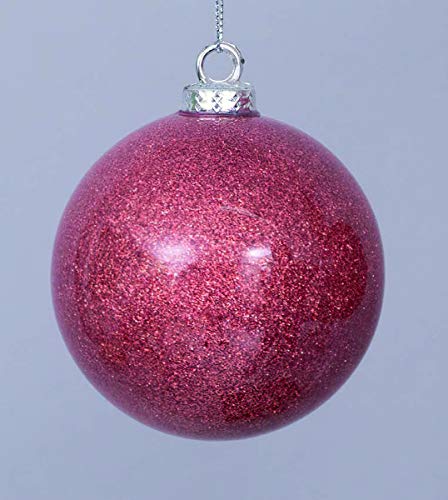 Ball Ball for Christmas Tree Pink with Glitter, Decoration Christmas Decoration Set 12 Pieces - 8 CM