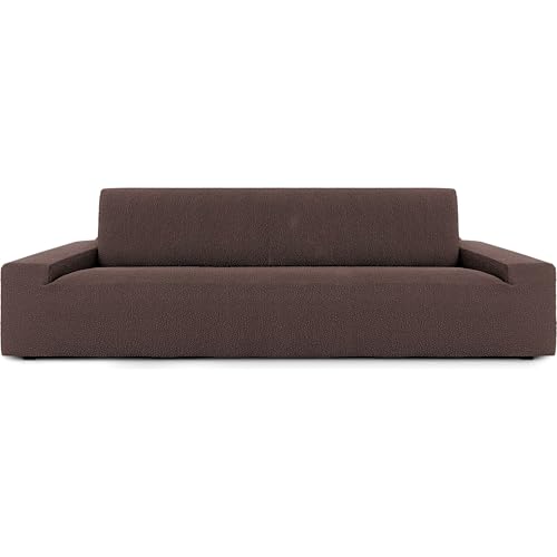 ECOMMERC3 - 5 Seater Sofa Cover Bi-Elastic Fabric - Breathable and Adjustable Brown Sofa Cover with Supportive Foams and Rubber Bands