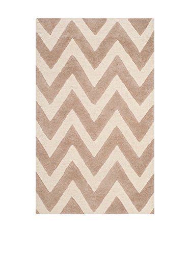 Safavieh Modern Indoor Hand Tufted Rectangle Area Rug, Cambridge Collection, CAM139, in Beige / Ivory, 91 X 152 cm for Living Room, Bedroom or Any Indoor Space