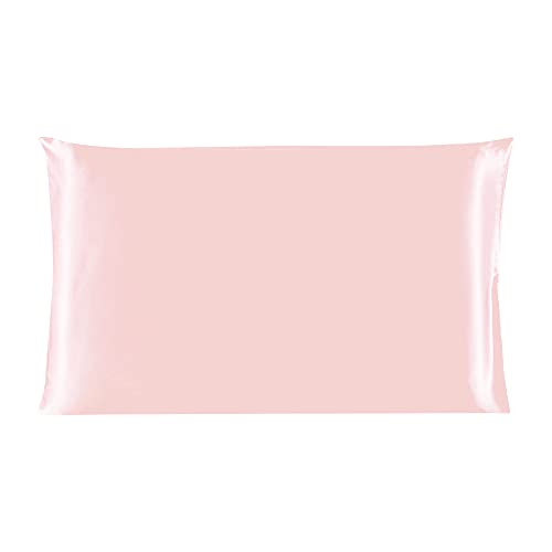 Sourcingmap 100% Pure Mulberry Charmeuse Silk Pillowcase Pillow Case Cover for Hair & Skin 19 Momme 350tc /Travel Size 14x20 Inch/36x51cm Pink (1-Piece)