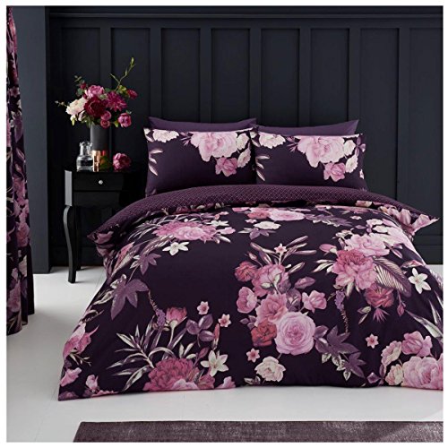 GC GAVENO CAVAILIA Floral Duvet Cover Single, Reversible Bedding Sets, Washable Quilt Covers With Pillowcase, Purple