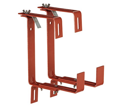Dehner Flower Box Holder, metal, Terracotta, 27 x 21.6 x 6 cm - For pipe railings, metal
