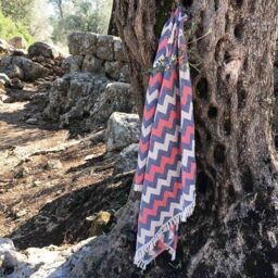 Fouta Beach Towel, 100% Cotton, 90 x 170 cm - Absorbent, Soft and Lightweight (215 g/m²) - Machine Washable, Bright Red