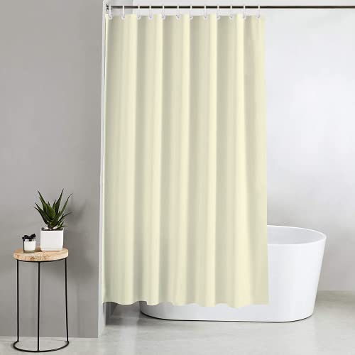 Blue Canyon Plain Shower Curtains - 100% Polyester Shower Curtain - Anti-Bacterial Surface Treatment - Water Repellent- Weighted Hem - 180 X 180cm - 12 Reinforced Eyelets with Hooks Included (Cream)