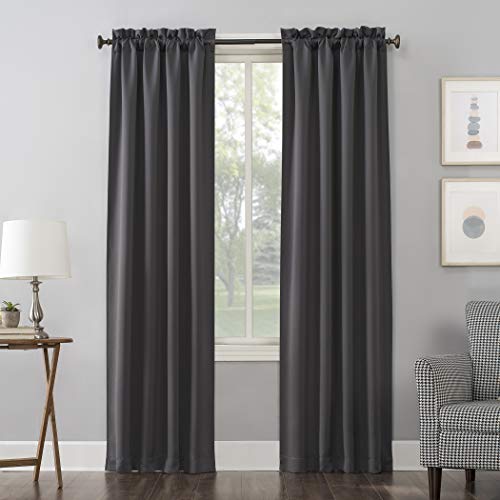 "Sun Zero Blackout Energy Efficient Rod Pocket Curtain Panel, Polyester, Charcoal Gray, 40"" W x 63"" L (Pack of 1)"
