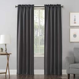 "Sun Zero Blackout Energy Efficient Rod Pocket Curtain Panel, Polyester, Charcoal Gray, 40"" W x 63"" L (Pack of 1)"