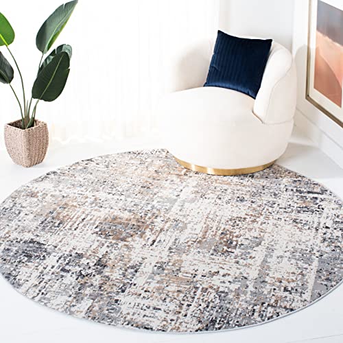 SAFAVIEH Contemporary Rug for Living Room, Dining Room, Bedroom - Shivan Collection, Low Pile, in Ivory and Grey, 155 X 155 cm