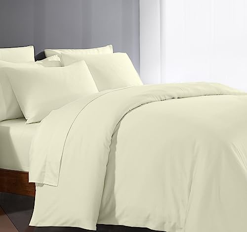 Bluemoon Homes Duvet Cover Queen Size Cotton 100% Egyptian Cotton Long Staple Quilt 1 Duvet Cover 2 Pillow Shams Solid Pattern Silky Soft, Breathable Cover Set 3 Piece Set for Comforter(Ivory)