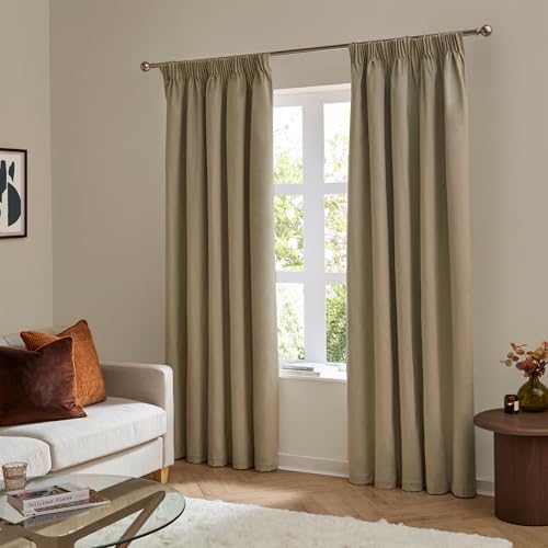 furn. The Ultimate Velvet Blackout Pencil Pleat Curtains (Mocha-229x229cm)