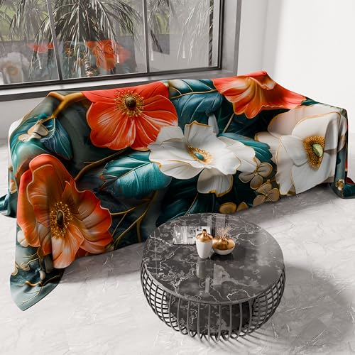 PETTI Artigiani Italiani - Spring-Summer Double Bed Bedspread Lightweight Blanket Double Bed Sheet Floral 05-18 100% Made in Italy