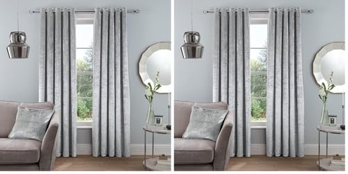 "Sleepdown Curtains, Polyester, Silver, 2 x 46"" x 54"" (Pack of 2)"