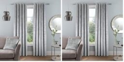 "Sleepdown Curtains, Polyester, Silver, 2 x 46"" x 54"" (Pack of 2)"
