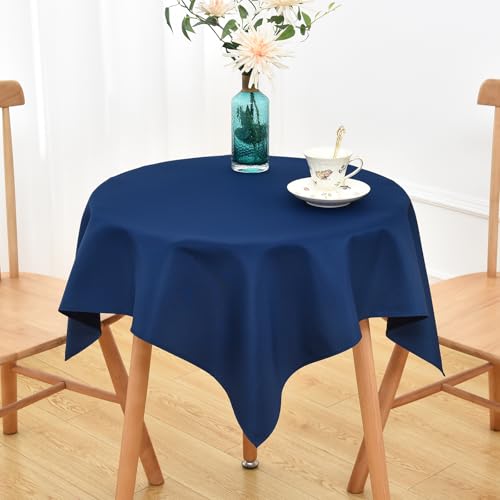 NEWISHER Navy Blue Square Tablecloth 36x36 inch, Heavy Duty Polyester Fabric Table Cloth, Washable Solid Reusable Table Cover for Nightstand, Bedside Tables, End Tables Outdoor Indoor