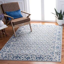 SAFAVIEH Traditional Rug for Living Room, Dining Room, Bedroom - Brentwood Collection, Short Pile, in Grey and Blue, 160 X 229 cm