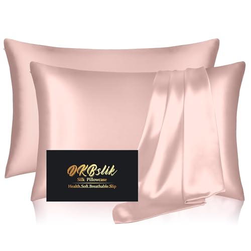 Silk Pillowcase 2 Pack, Mulberry Silk Pillow Cases Queen Size Set of 2, Anti Acne Silk Pillowcase for Hair and Skin, Natural Silk Satin Pillowcases Gifts for Women Men 2 Pack with Zipper, Coral