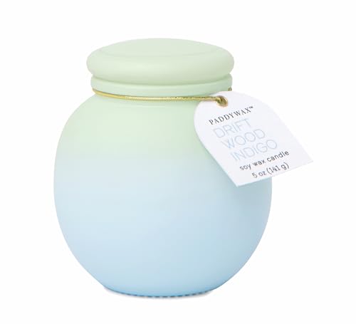 Paddywax Scented Candles Orb Collection Ombre Glass Luxury Artisan Candle, 141g, Driftwood Indigo