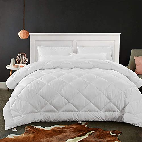 "Cozynight Soft Queen Size Comforter Duvet Insert-Lightweight Down Alternative Comforter with Corner Tabs-Fluffy Breathable Machine Washable Diamond Stitching (White, 88""x92"")"