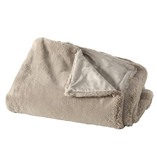 BOLTZE Storan 1015378 Blanket 150 x 200 cm Beige Polyester Cuddly Blanket Ideal for Cold Winter Evenings Fur Look