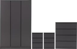 Seconique Malvern 3 Door Wardrobe Bedroom Set in Grey
