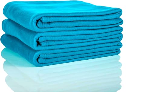 Glart G3T Oeko Tex Fleece Blankets Set of 3-130x160 cm, 100% Polyester, 200 g/m² - turquoise, versatile as a throw, cuddle blanket, sofa cover, guest blanket or picnic blanket.