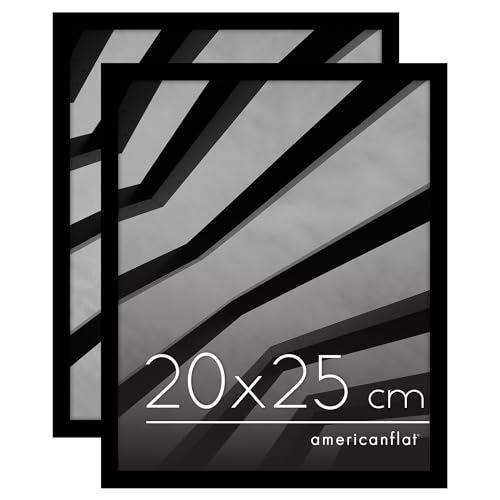 Americanflat 20x25 cm Picture Frame with Shatter-Resistant Glass - Set of 2 - Streamline Collection - Thin Border Photo Frame with Hanging Hardware and Easel for Tabletop and Wall Display - Black