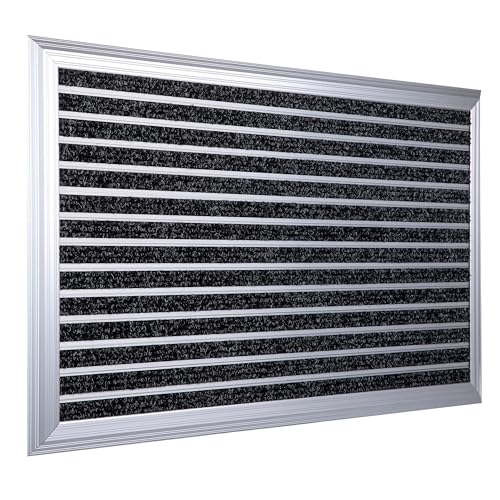 Relaxdays Doormat, 80x50 cm, aluminium, weatherproof, non-slip, indoor & outdoor, dirt-trapping, silver