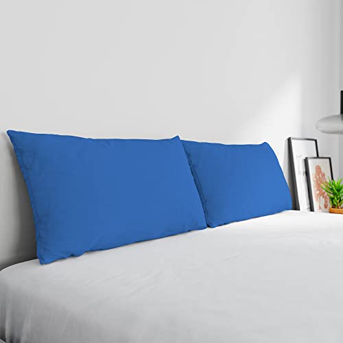 Max Color Pair of Pillowcases 100% Cotton, Made in Italy, Pillowcase Size 50 x 80 cm with Inner Flap, Plain Colour – Royal Blue