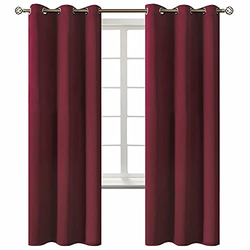 BGment Blackout Curtains for Bedroom - Grommet Thermal Insulated Room Darkening Curtains for Living Room, Set of 2 Panels (42 x 72 Inch, Burgundy)