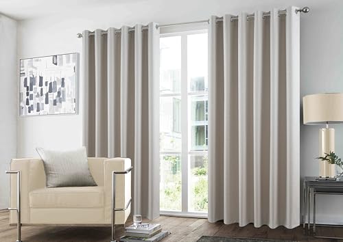 GC GAVENO CAVAILIA Pair of Glitter Curtains For Bedroom - Thermal Insulated Door Panel Drapes Window Curtains - Room Darkening, Light Blocking Noise Reducing Eyelet Curtains 90x90 Inch, Natural