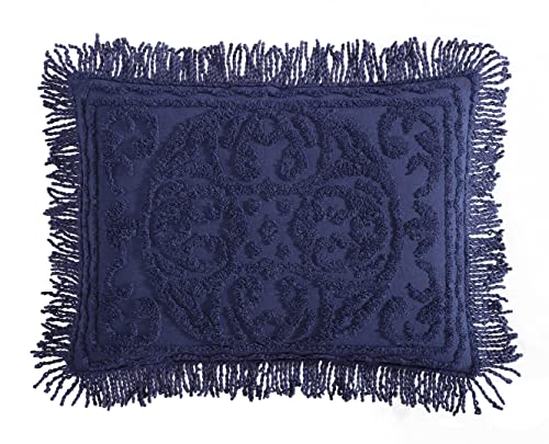 Beatrice Home Fashions Medallion Chenille Bedspread, King Sham, Navy