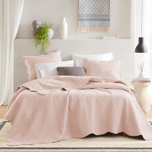 "Madison Park Lightweight Coverlet Bedspread Bedding, Shams, Microfiber, Medallion Blush, Full/Queen(94""x96"")"