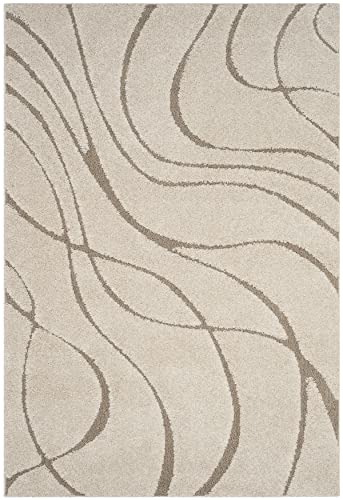 Safavieh Shag Rug for Living Room, Dining Room, Bedroom - Florida Shag Collection, High Pile, in Cream and Beige, 69 X 152 cm