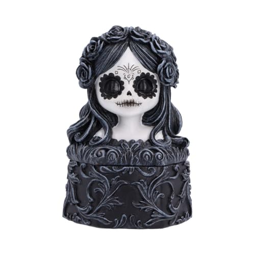 Nemesis Now Flor de Muerte Sugar Skull Trinket Box 10cm - Flor de Muerte Sugar Skull Trinket Box 10cm