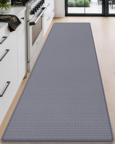 DEXI Kitchen Floor Mats Cushioned Anti Fatigue, 23x86 Standing Runner Rug - Grey Waterproof, Soft Comfort, Memory Foam Antifatigue Padded Mats for Desk Office, Sink, Laundry